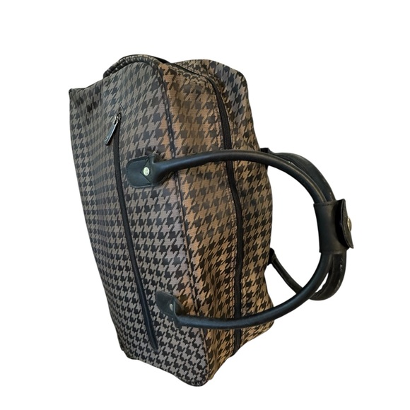 CALPAK 24 inch rolling satchel DUFFEL BAG Brown Houndstooth Unisex Carry on - Picture 8 of 12